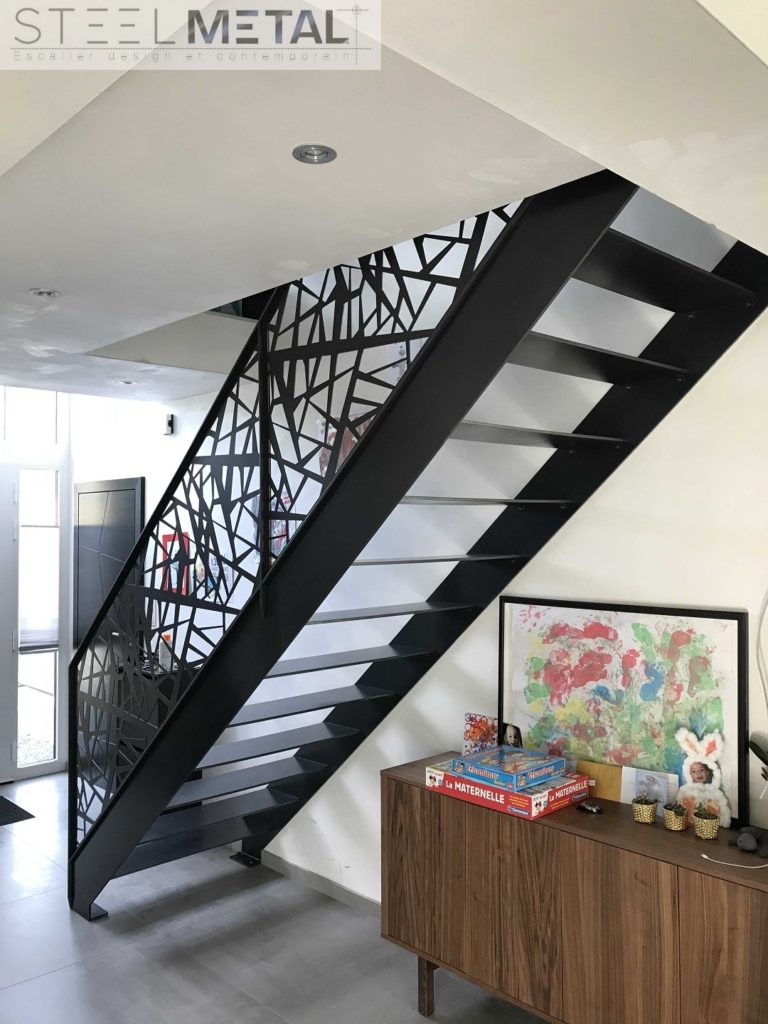 Escalier droit metal et bois, Fabrication d'escalier droit - Steel Metal