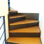 acel - escalier deux quart marches bois et contremarches