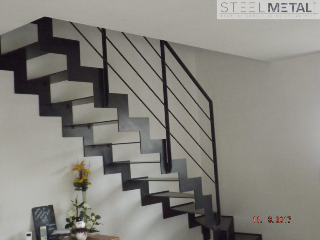 Escalier quart tournant métal bois, haut, bas & intermédiaire - Steel Métal