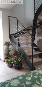escalier double quart tournant marches en bois Steelmetal