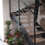 escalier double quart tournant marches en bois Steelmetal