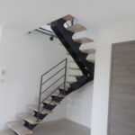 Escalier deux quart tournant - escalier métal et bois - Karfe